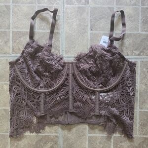 NWT Anthropologie Lace Bustier In Cedar Large